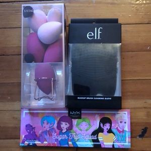 Makeup sponge,highlighter & cleaning glove bundle